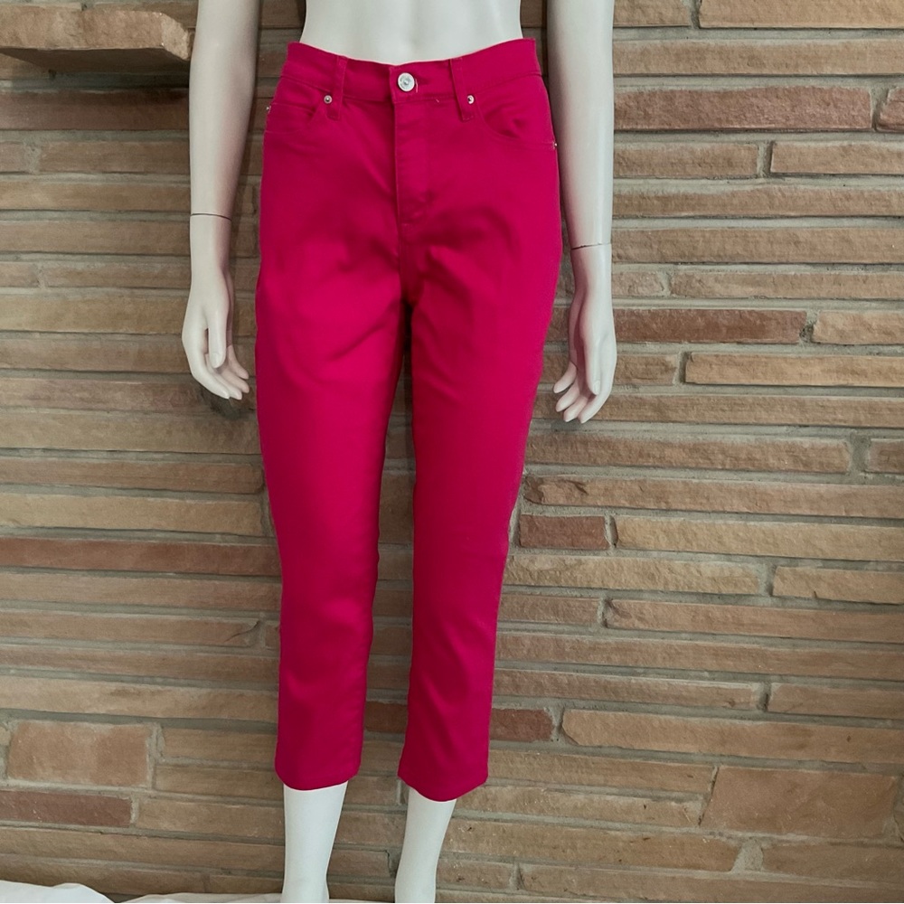Nicole Miller SoHo High Rise Skinny Crop Hit Pink Jeans Size 6